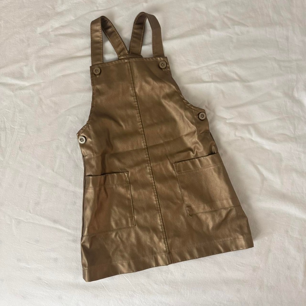 Kids Gold overall pleather‎ dress